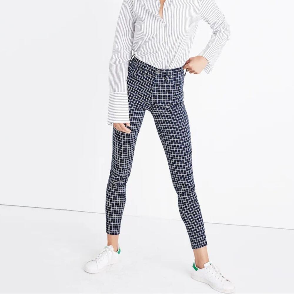 Madewell 9” High Rise Skinny Grid Pattern Windowpane Size 27 Tall